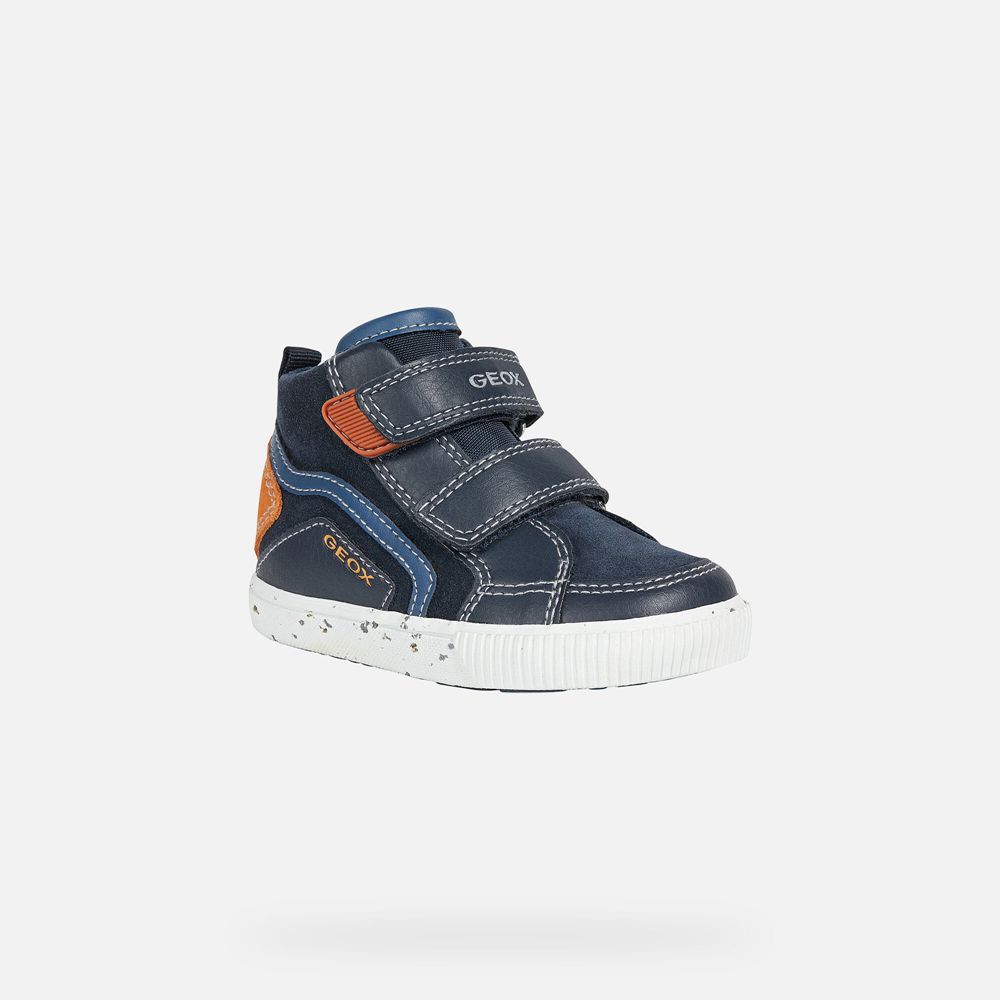 Basket Geox Kilwi Boy - Bleu Marine/Orange - Bebe 273165-OZL